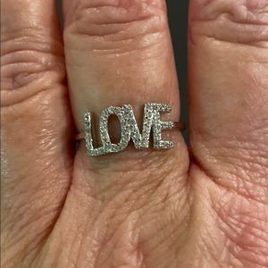NWT Sterling Silver CZ Love Ring